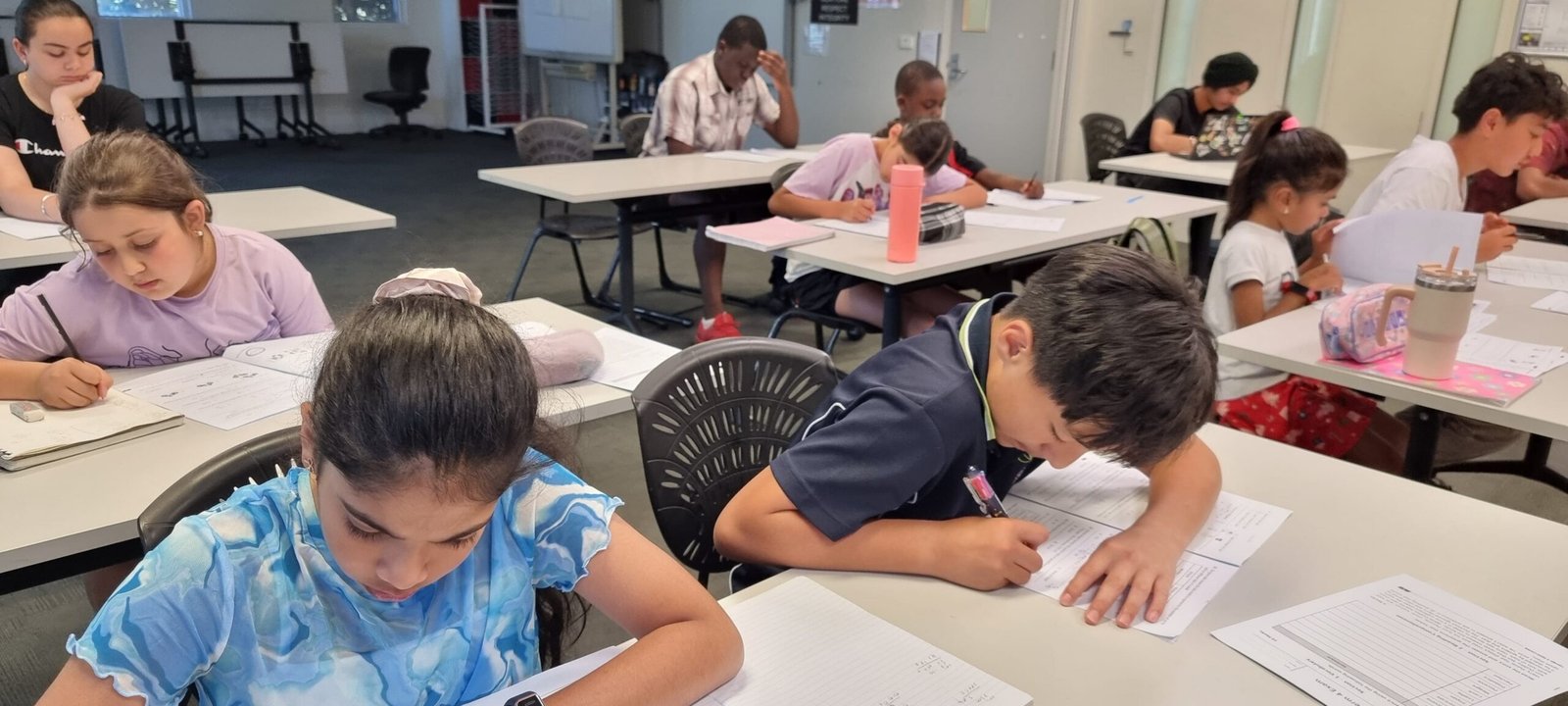 Students focused on classwork in a NRICH Learning classroom